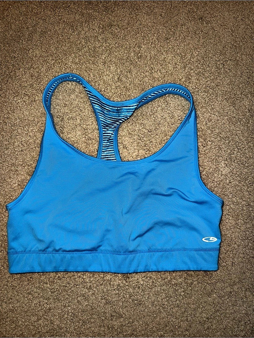 Champion Blue (Striped) Reversible Racerback Sports Bra